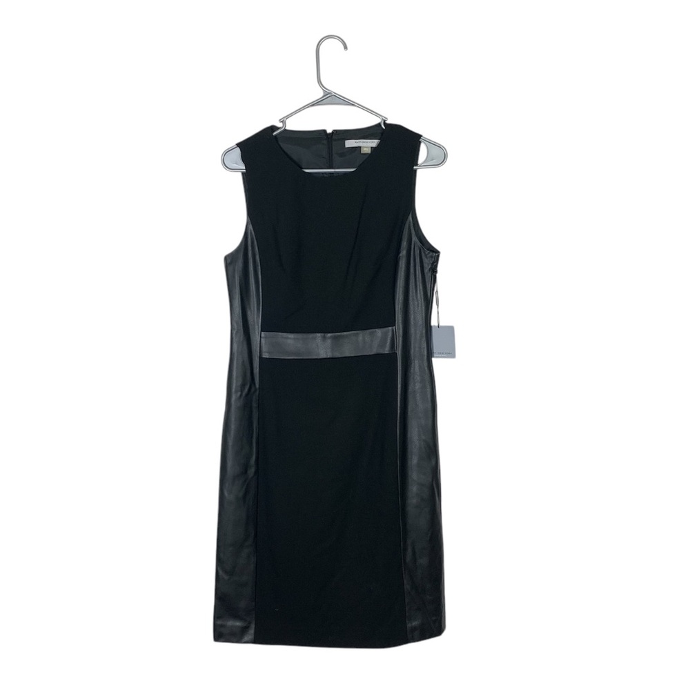 NWT Marc New York Andrew Marc black faux leather knee length dress size 6